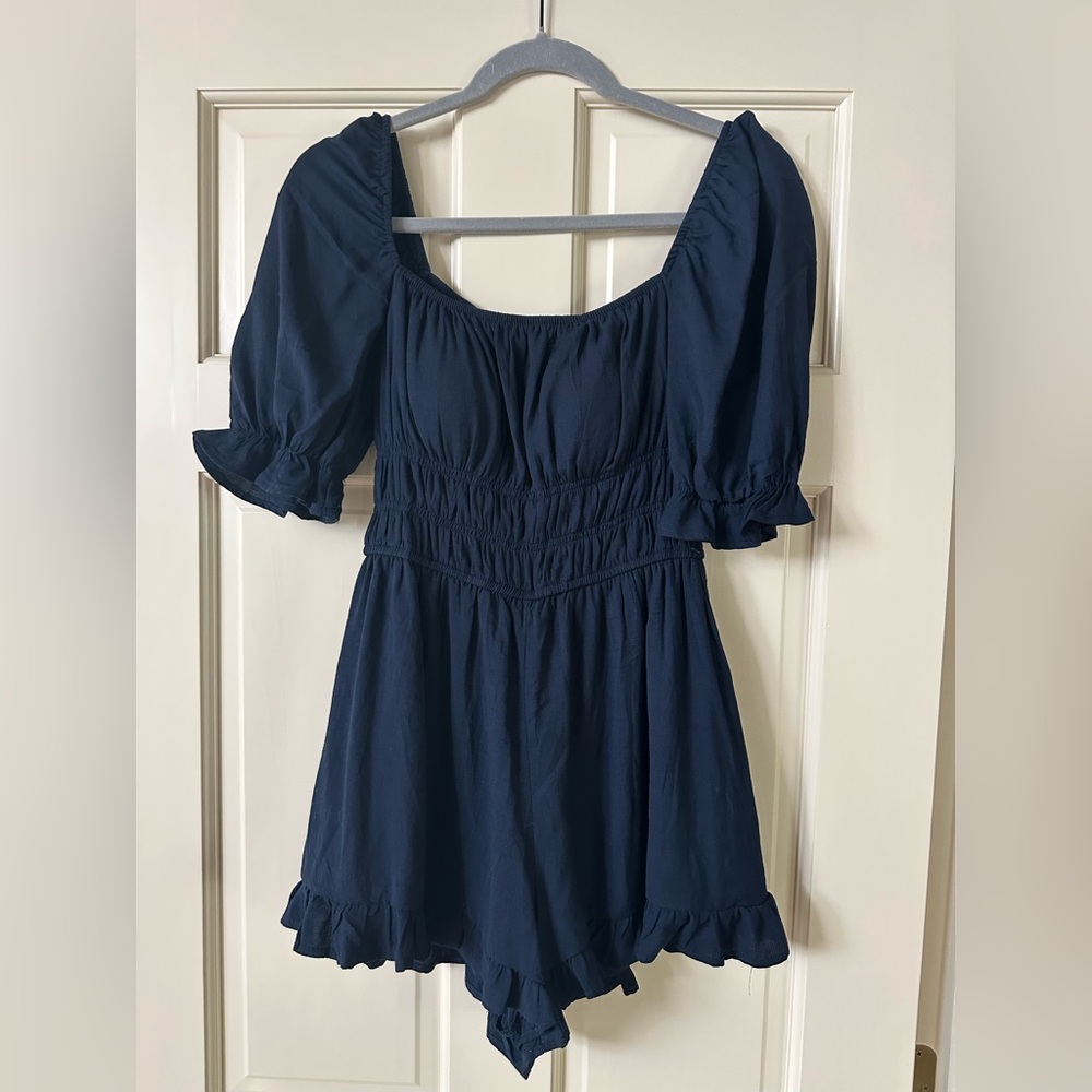 Francesca’s Navy Ruffle Romper - Picture 2 of 5